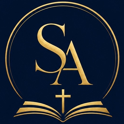 Soul Anchored logo mark — SA monogram with an open Bible and cross